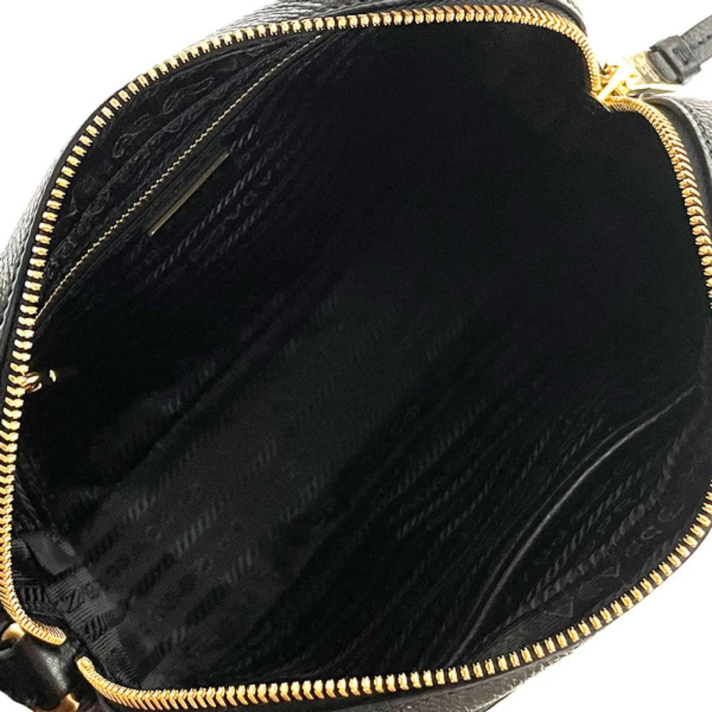 New  Black Vitello Phenix Leather Shoulder Camera Bag 1BH103