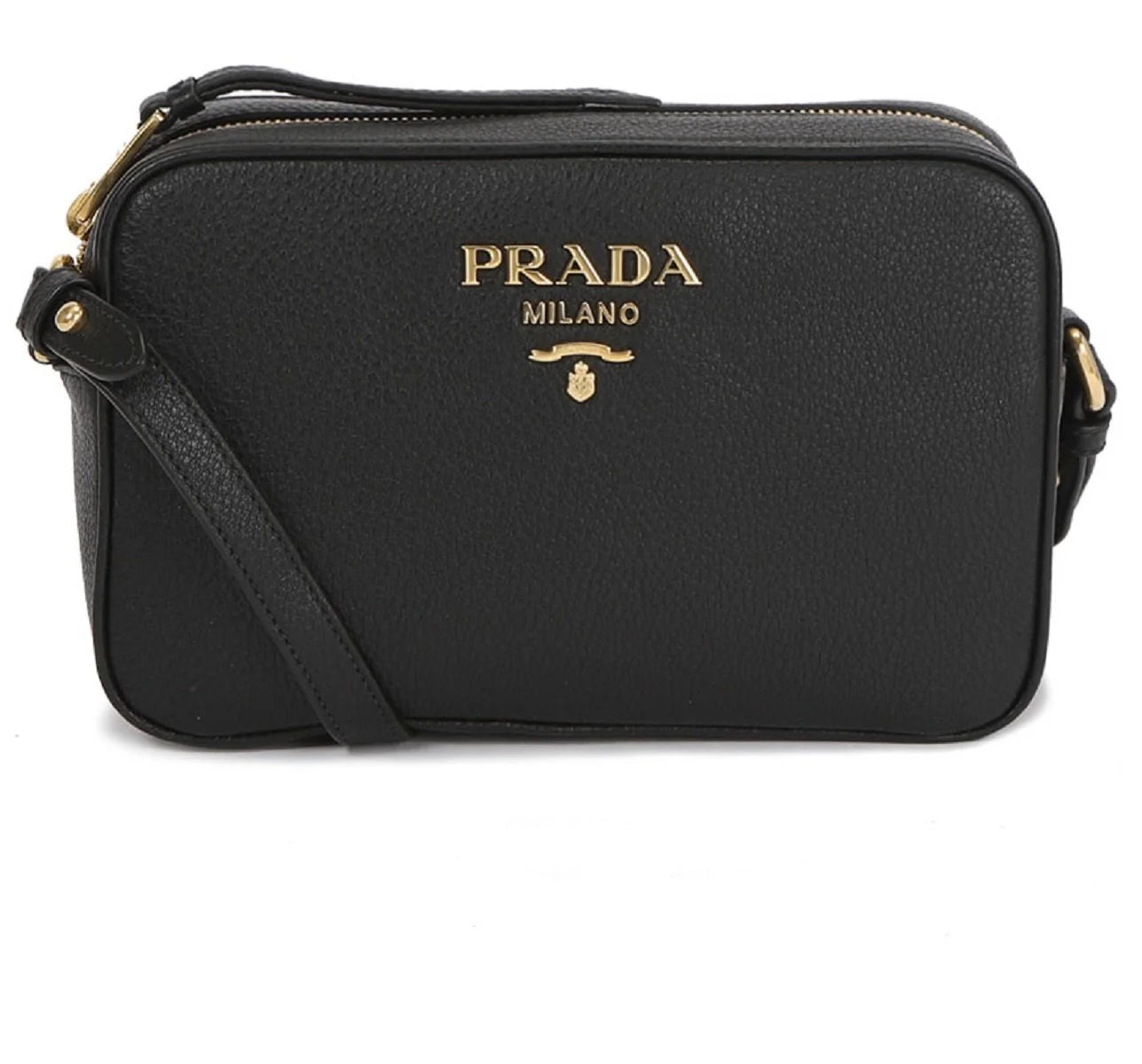 New  Black Vitello Phenix Leather Shoulder Camera Bag 1BH103
