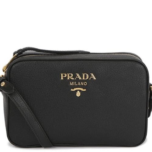 New  Black Vitello Phenix Leather Shoulder Camera Bag 1BH103