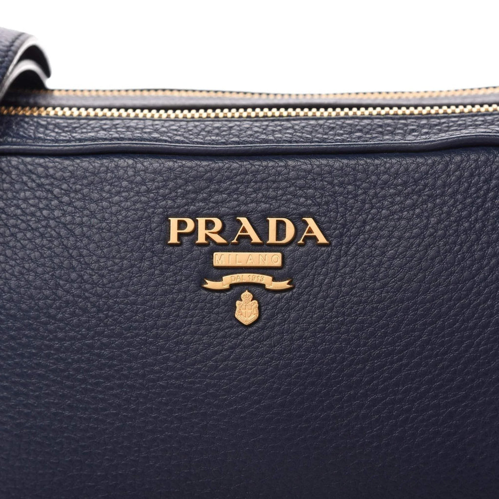 New  Baltico Blue Vitello Phenix Leather Double Zip Crossbody Bag 1BH079